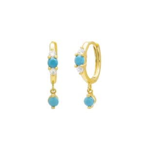 Sterling Silver Turquoise Hoop Earrings Wholesale - E00605
