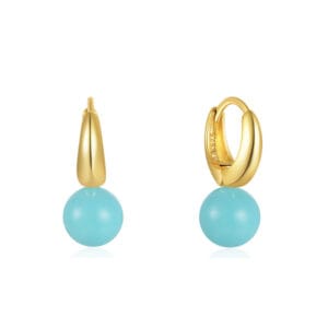 Silver and Turquoise Hoop Earrings for Jewelry Brands - E00606