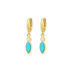 Custom 925 Silver Silver Hoop Earrings with Turquoise - E00607