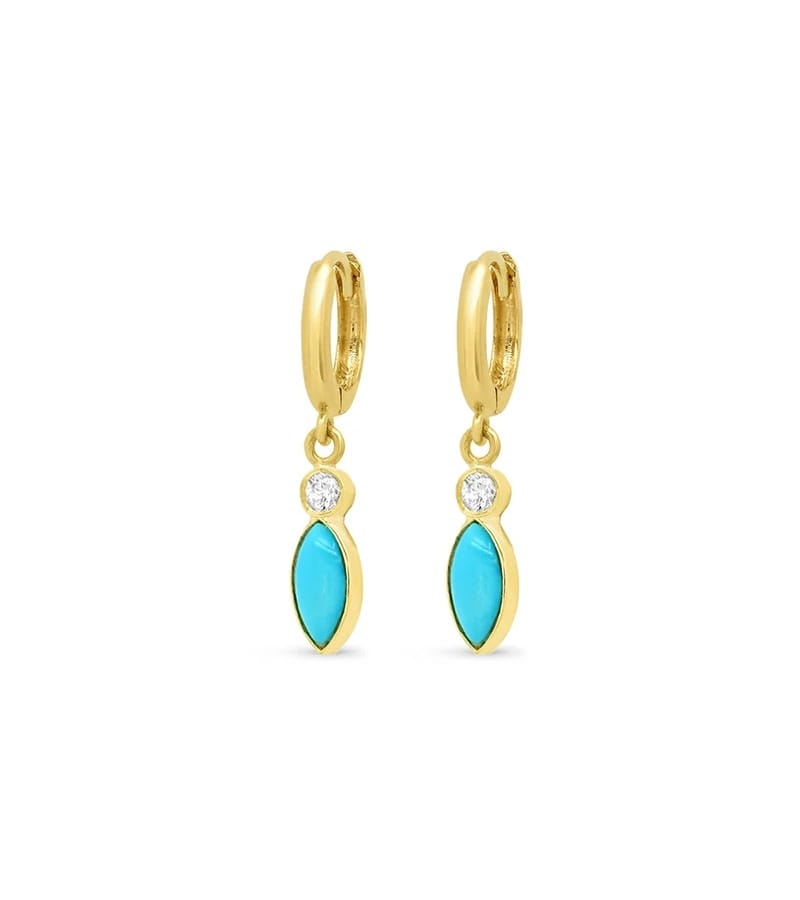 Custom 925 Silver Silver Hoop Earrings with Turquoise