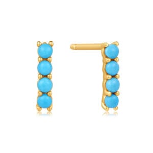 Turquoise Stud Earrings Gold Wholesale - E00611
