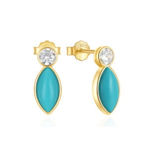 Custom 925 Silver Turquoise Dangle Earrings Sterling Silver - E00613