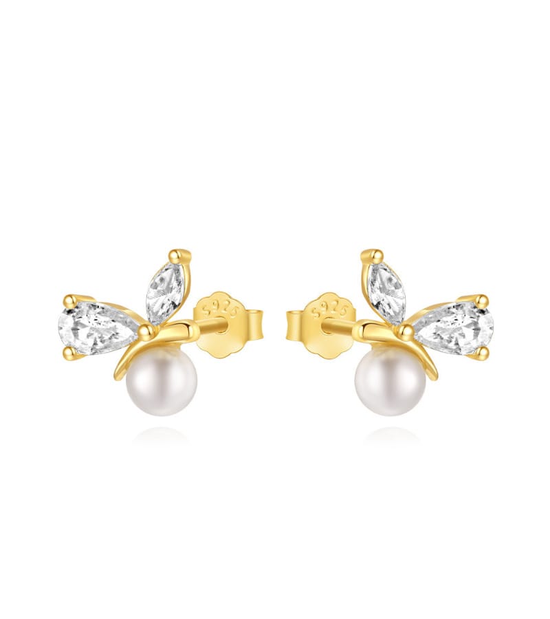 Custom 925 Silver Pearl Earrings Stud