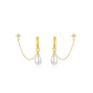 Silver Teardrop Pearl Earrings Wholesale - E00629
