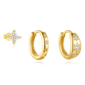 Gold Hoop Cubic Zirconia Earrings Wholesale - E00635