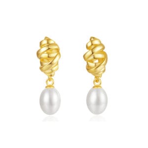 Silver Pearl Hoop Earrings - E00657