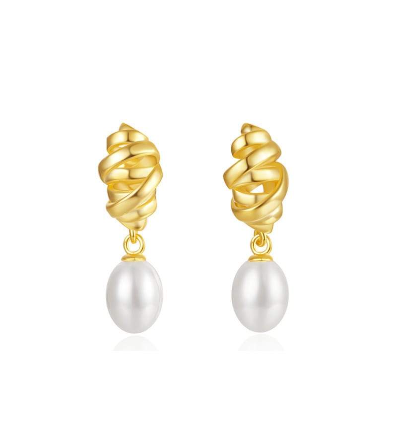 Silver Pearl Hoop Earrings