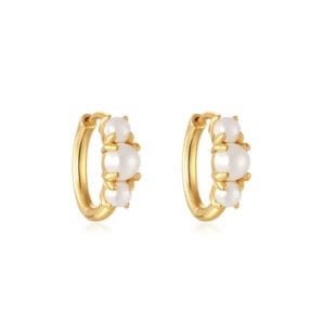 Custom 925 Silver Sterling Silver Pearl Hoop Earrings - E00709