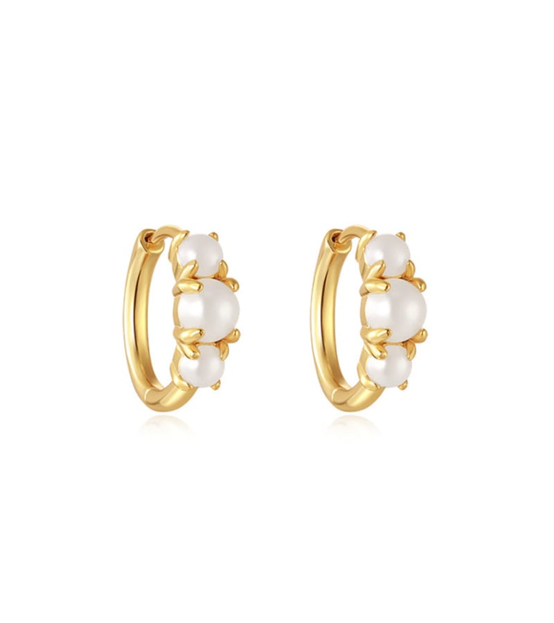 Custom 925 Silver Sterling Silver Pearl Hoop Earrings