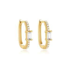Custom 925 Silver Silver Oblong Hoop Earrings - E00757