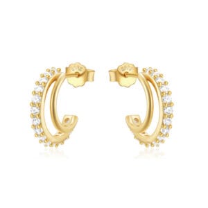 925 Silver Silver and Gold Hoop Earrings - E00760