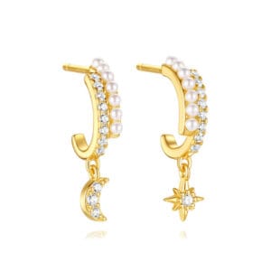 Silver Hoop Earrings with Charm Wholesale - E00785