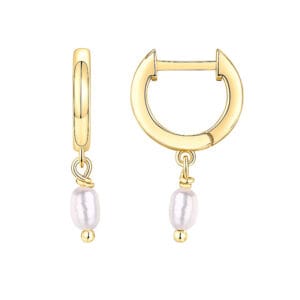 925 Silver Pearl Silver Hoop Earrings - E00808