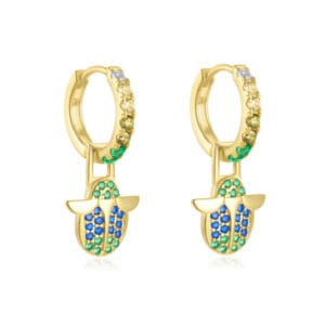 Rhinestone Hoop Earrings Silver - E00819
