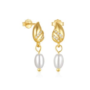 Custom 925 Silver Sterling Silver Pearl Earrings Dangle - E00829