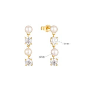 925 Silver Pearl Earrings Drop - E00832