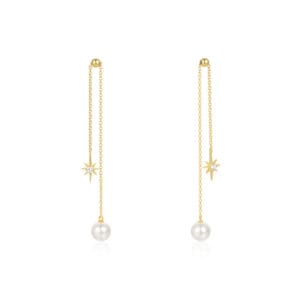 925 Silver Dangle Pearl Earrings - E00838
