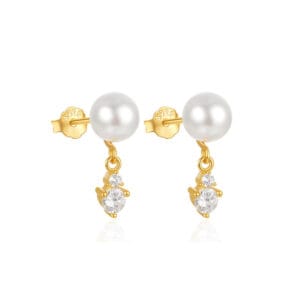 Custom 925 Silver Bridal Pearl Drop Earrings - E00841