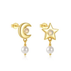 Gold and Pearl Dangle Earrings - E00843
