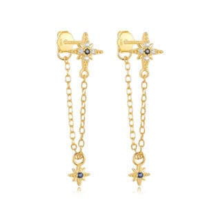Sterling Silver Hoop Drop Earrings - E00855