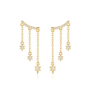 925 Silver Silver Rhinestone Drop Earrings - E00856