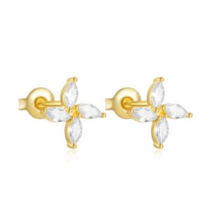 Silver Amber Stud Earrings Supplier Style - E00890