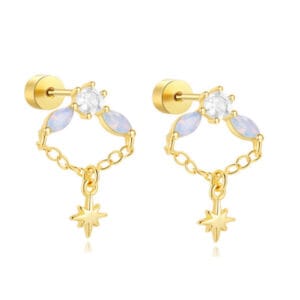 Chain Dangle Earrings Silver - E00945