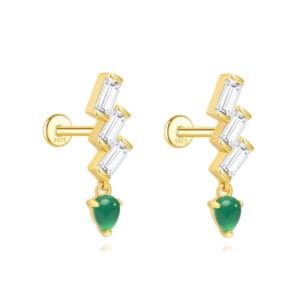 925 Silver Chrysoprase Drop Earrings - E00958
