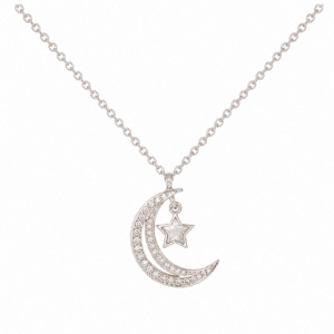 Moon and Star Necklace Silver Wholesale | N00101