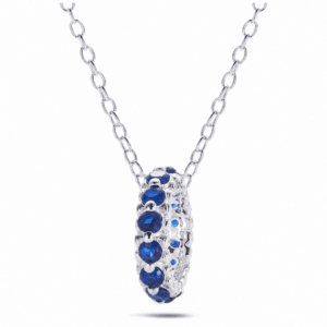 Silver Necklace with Blue Stone Wholesale | N00137