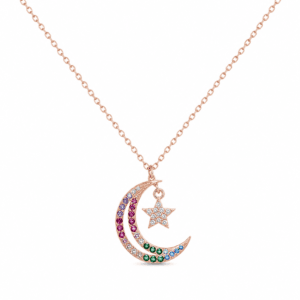 Moon and Star Necklace Silver Wholesale | N00152