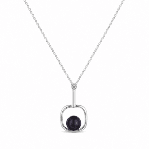 Black Stone Silver Necklace Wholesale | N00203