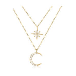 Moon and Star Necklace Silver Wholesale | N0024